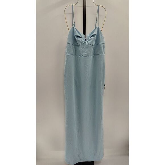 Lulus Women Romantic Existence Light Blue Column Maxi Dress Basic Sleeveless L - Picture 2 of 3